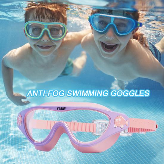 Children Swimming Goggles Anti-Fog Swim Goggles Clear Vision Lenses Swimming Glasses Underwater Eyewear for Pool Beach Diving