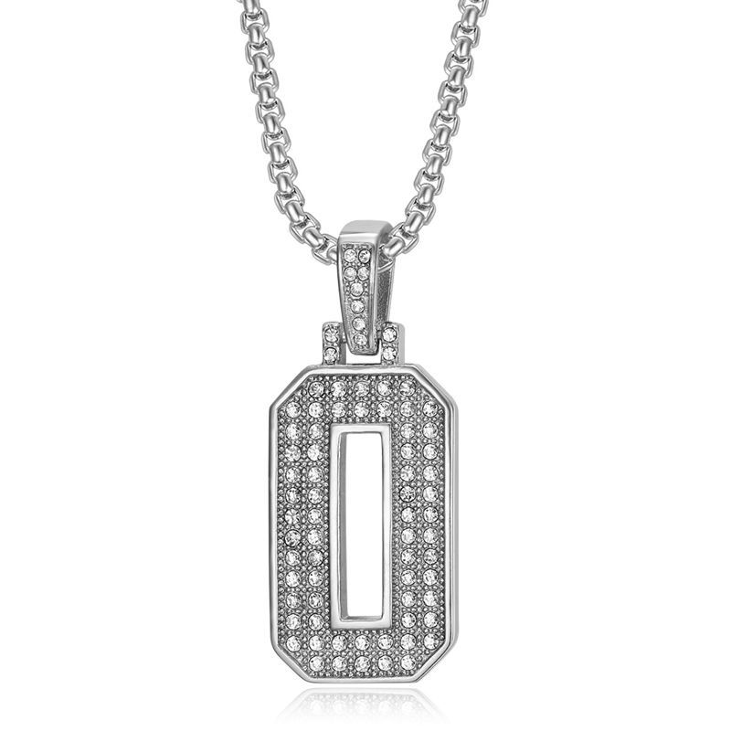 Purco Хип-хоп Нержавеющая сталь Блестящий Счастливое число От 0 до 9 Подвеска Крутой Водонепроницаемый Ожерелье 24inch 60cm