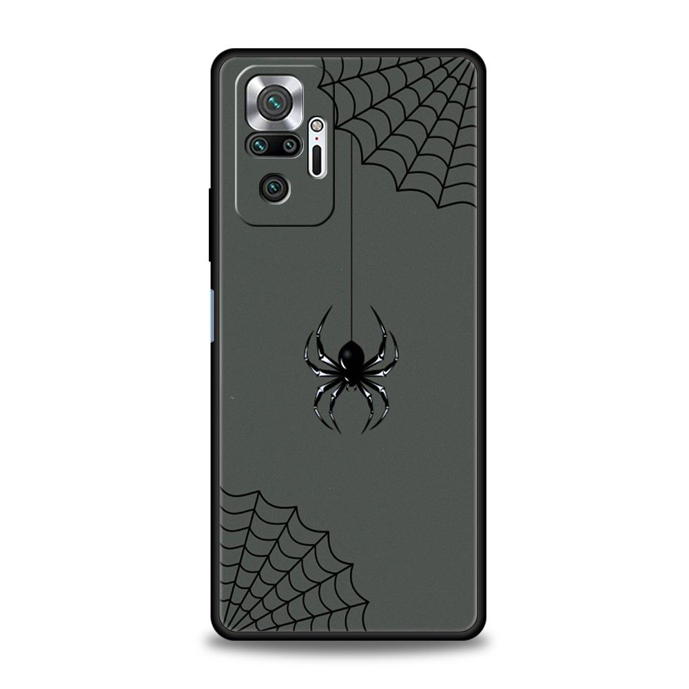 Black Spider Web Phone Case For Xiaomi Redmi Note 14 5G 13 12 10 11 Pro Plus 4G 14C 13C 12C 10C 9C Soft TPU Cover