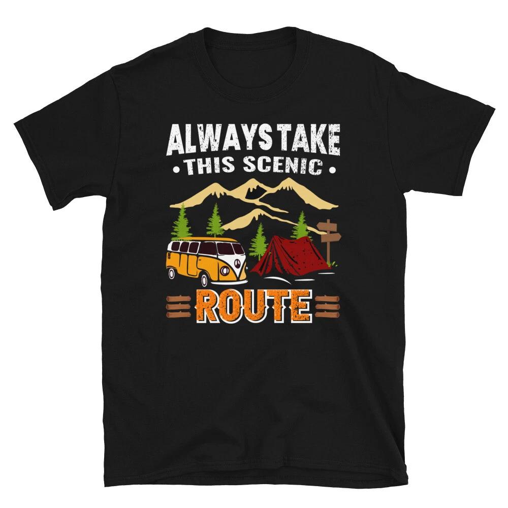 This Scenic Route Vintage Design Camping Novelty T-Shirt 3XL