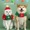 Pet Christmas Costume Set With Plush Star Collar Hat Bow Tie Warm Cats Dogs