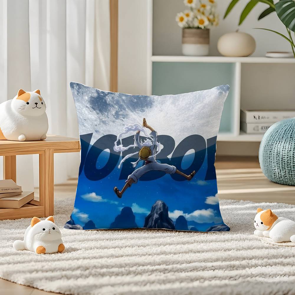 One Piece Gear Five Luffy Anime Plush Pillow Cover Soft Short Plush Cushion Cover For Sofa Bedroom Home Decor Gift Decoration