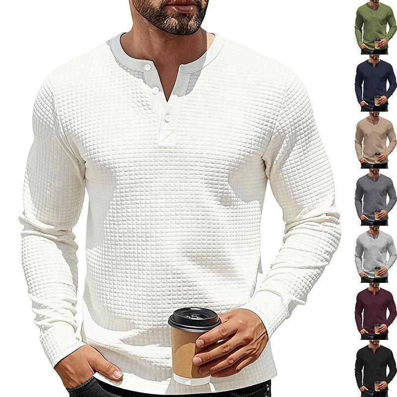 American Style Mens Long Sleeve Hoodless Jacquard Slim Fit Vintage Sweatshirt