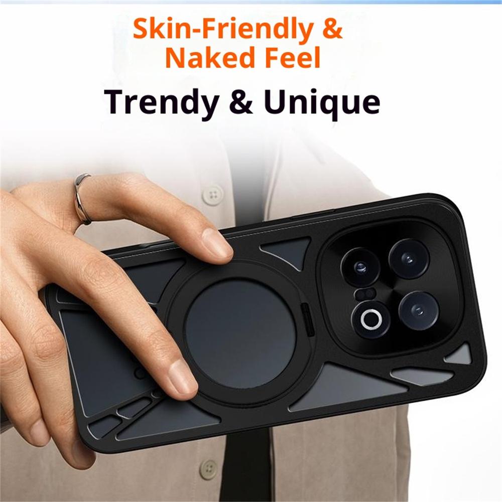 For vivo iQOO 15 5G Case Magnetic Kickstand Hollow Heat Dissipation Silicone + PC + Metal Bumper Phone Cover