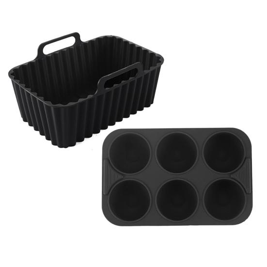 Air Fryer Liners Silicone Baking Tray Rectangular Non-Stick Mold for Cakes Jelly Pudding Dishwasher Safe Air Fryer Accessories