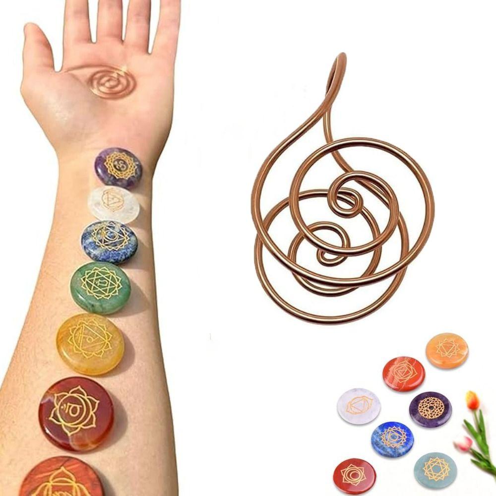 Portable Copper Palm Ring Reiki Energy Spiral Hand Ring  for Meditation & Energy Healing