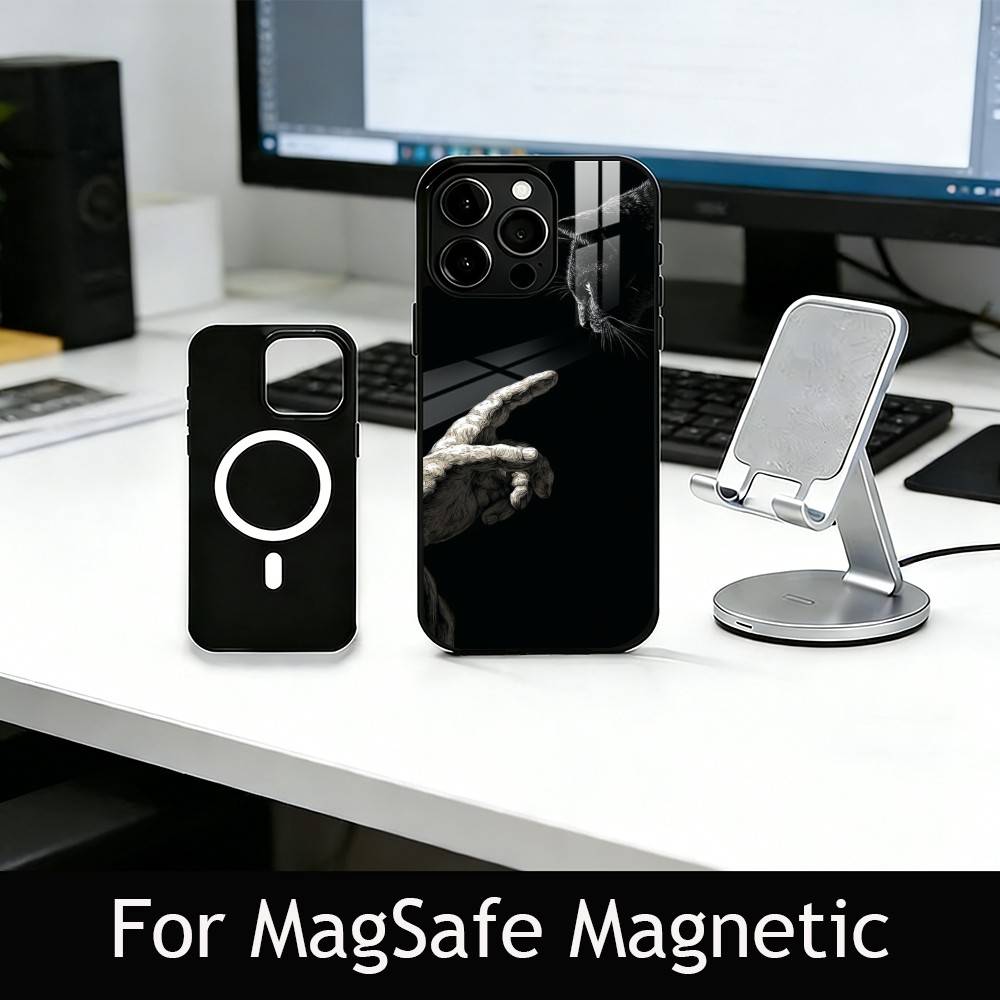 Black cat Phone Case For iPhone17,16,15,14,13,12,11 Plus,Pro Magnetic with Magsafe Wireless Charging