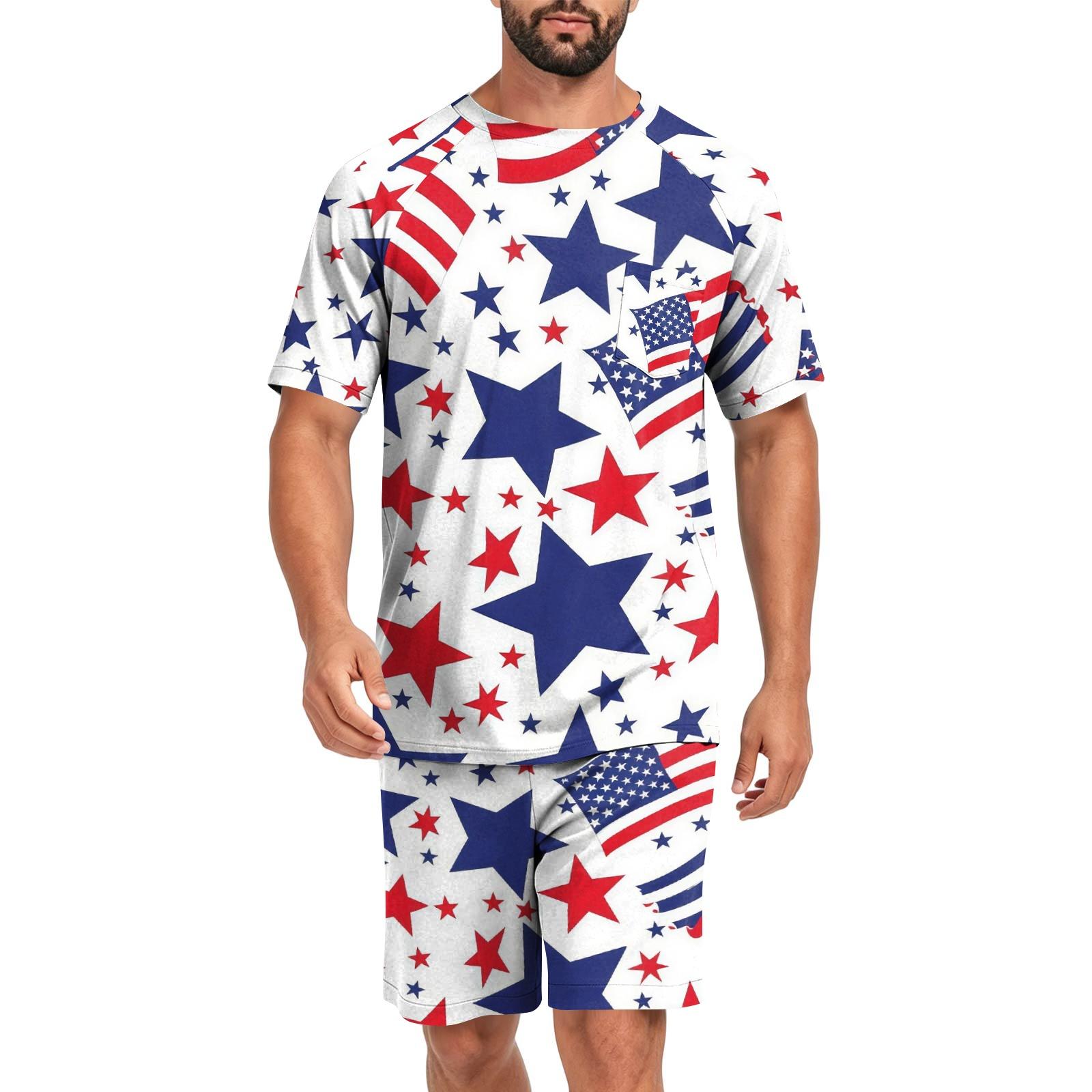 

Men s Short Sleeve Pajama Set Soft Breathable Lightweight Lounge Shirt and Shorts Sleepwear Set for Summer Homewear XL білий