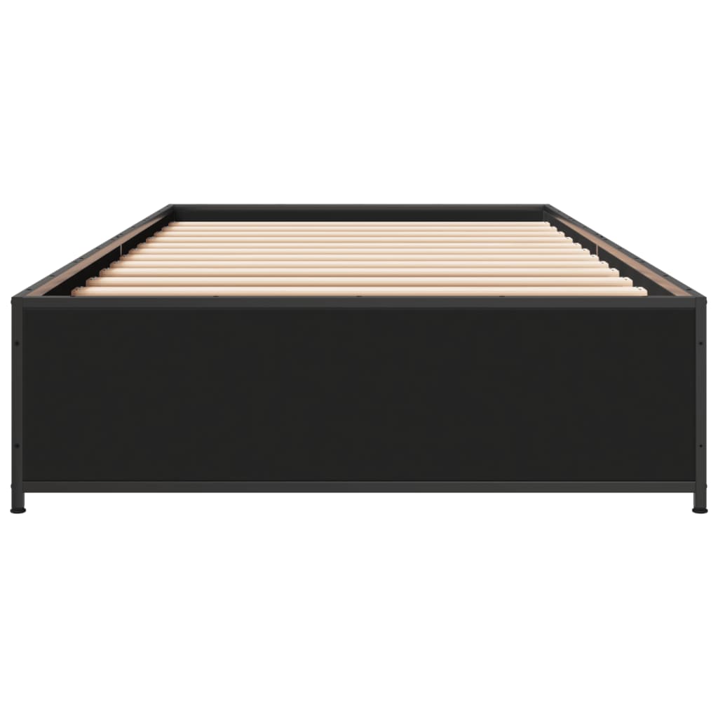Bed Frame Black 75 x 190 cm Particleboard and Metal