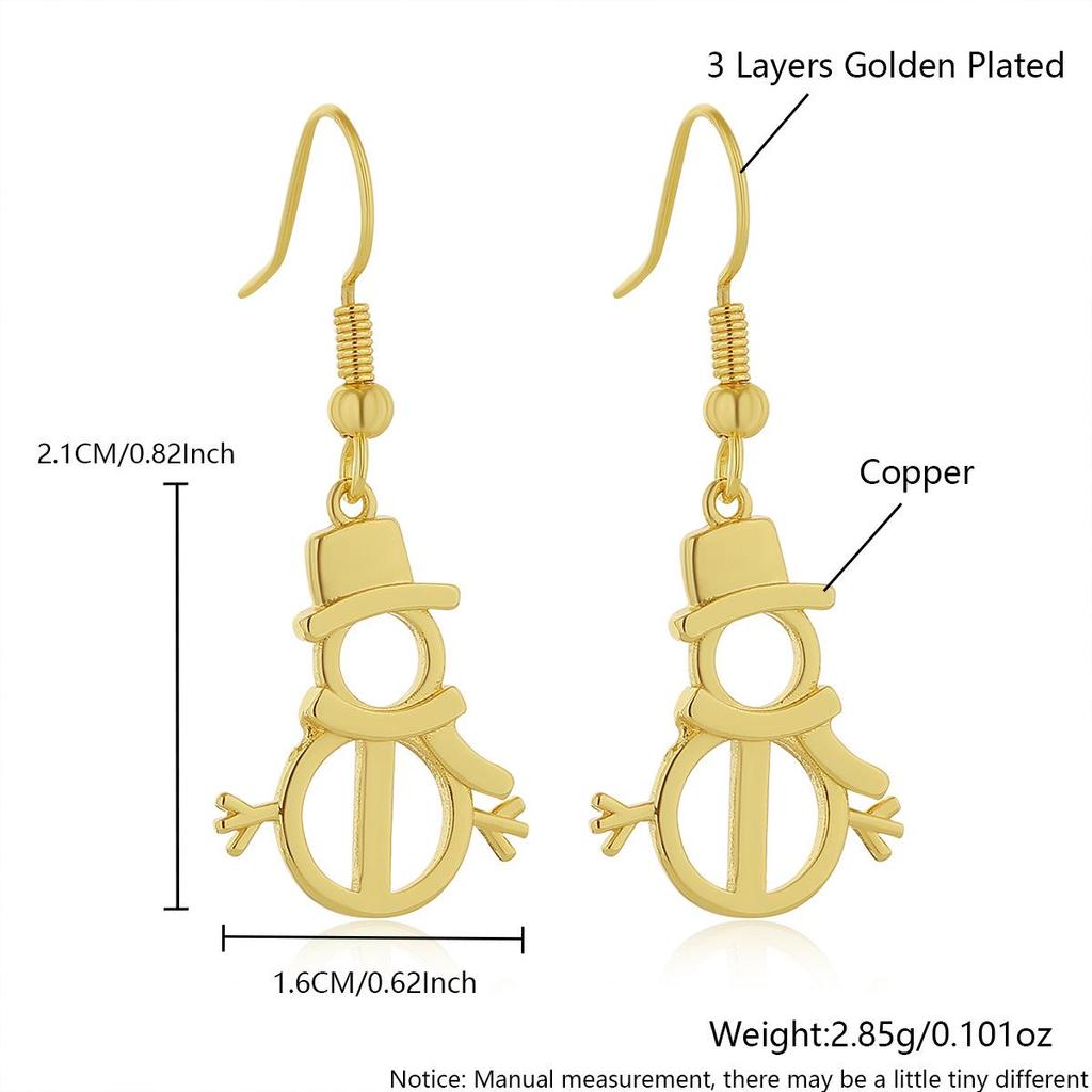 Weihnachts-Ohrringe, 18K Gold-Plattiert: Schneemann, Schneeflocke, Baum & Hut Ohrstecker