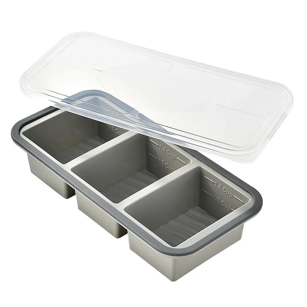 Large Ice Cube Freezer Molds-Soup,Silicone Freezer Tray with Lid Sauce,leftovers,Homemade Meal Prep Freezing Storage Containers