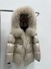 Goose down clothing popular winter new natural removable fox fur down jacket women's waist warm jacket