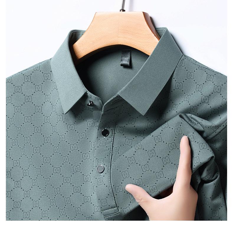 Men's Summer Ice Silk Polo: Loose Fit, Turn-Down Collar, Solid Color, Short Sleeve - New Trend for Middle-Aged