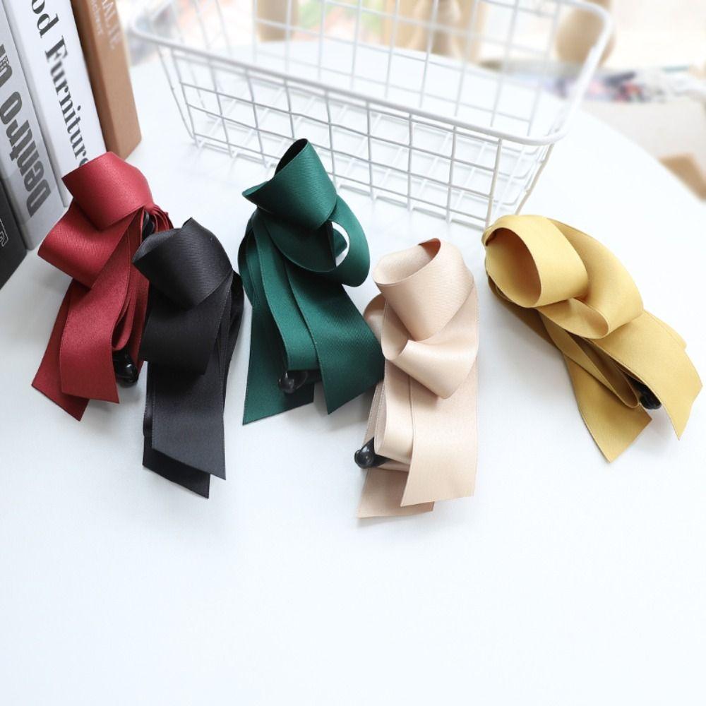 Spinka pionowa z tkaniny wstążkowej Satynowa spinka do włosów dla dziewcząt Spinka bananowa Nakrycie głowy z kokardą Spinka do włosów w stylu koreańskim