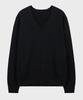 NOIRER Kaschmir-Baumwoll-Strickpullover mit tiefem V-Ausschnitt (Schwarz)