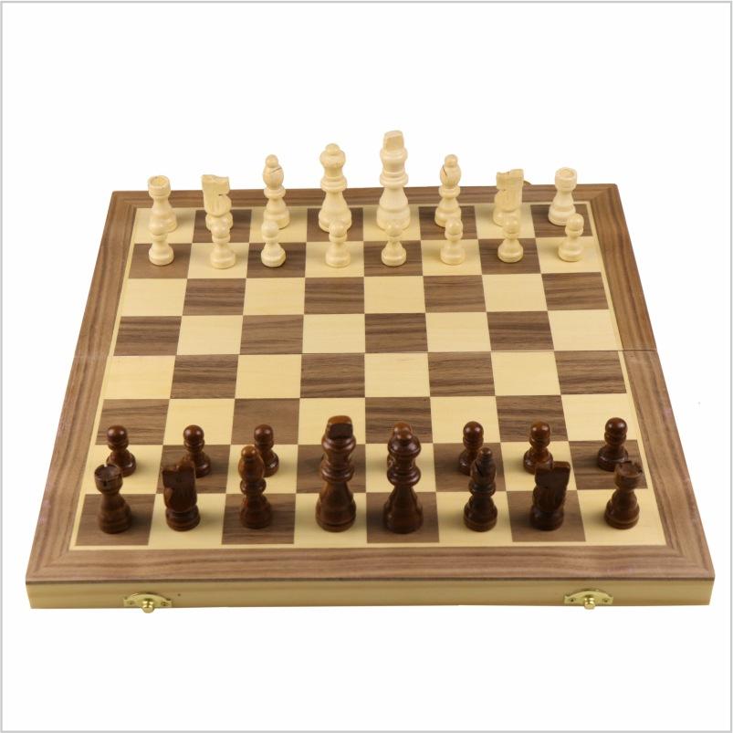 Chess Set Magnetic Wooden Folding Big Traditional Classic Handwork Solid Wood Pieces Chessboard Children Gift Board Game 29*29cm