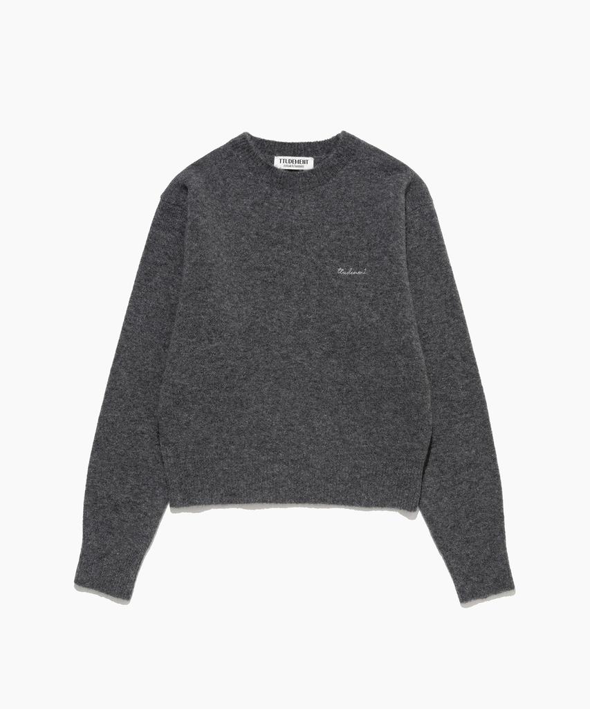 Tudument Wool Round Knit Pullover Charcoal
