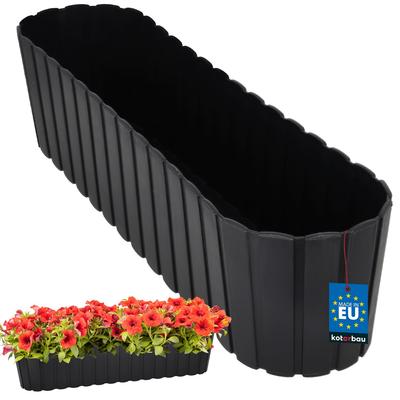 Flowerpot Box Oval Balcony Terrace Rustic Anthracite 600 MM