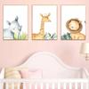 Cute Animal Decorative Painting Zebra Elephant Fox Picture for Children's Room Wall Art Decoration Poster for Kid Nursery Art