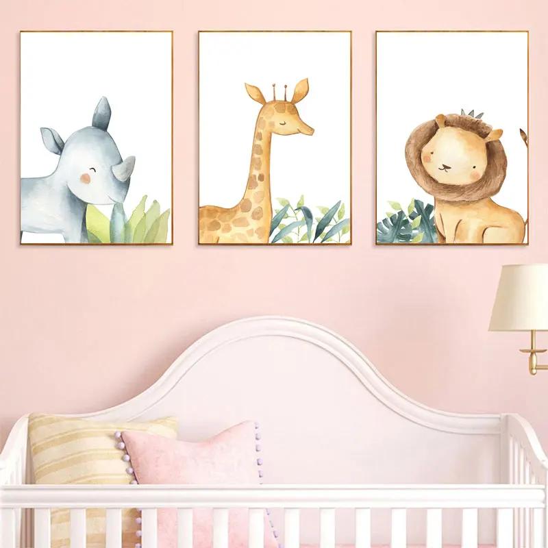 Cute Animal Decorative Painting Zebra Elephant Fox Picture for Children's Room Wall Art Decoration Poster for Kid Nursery Art