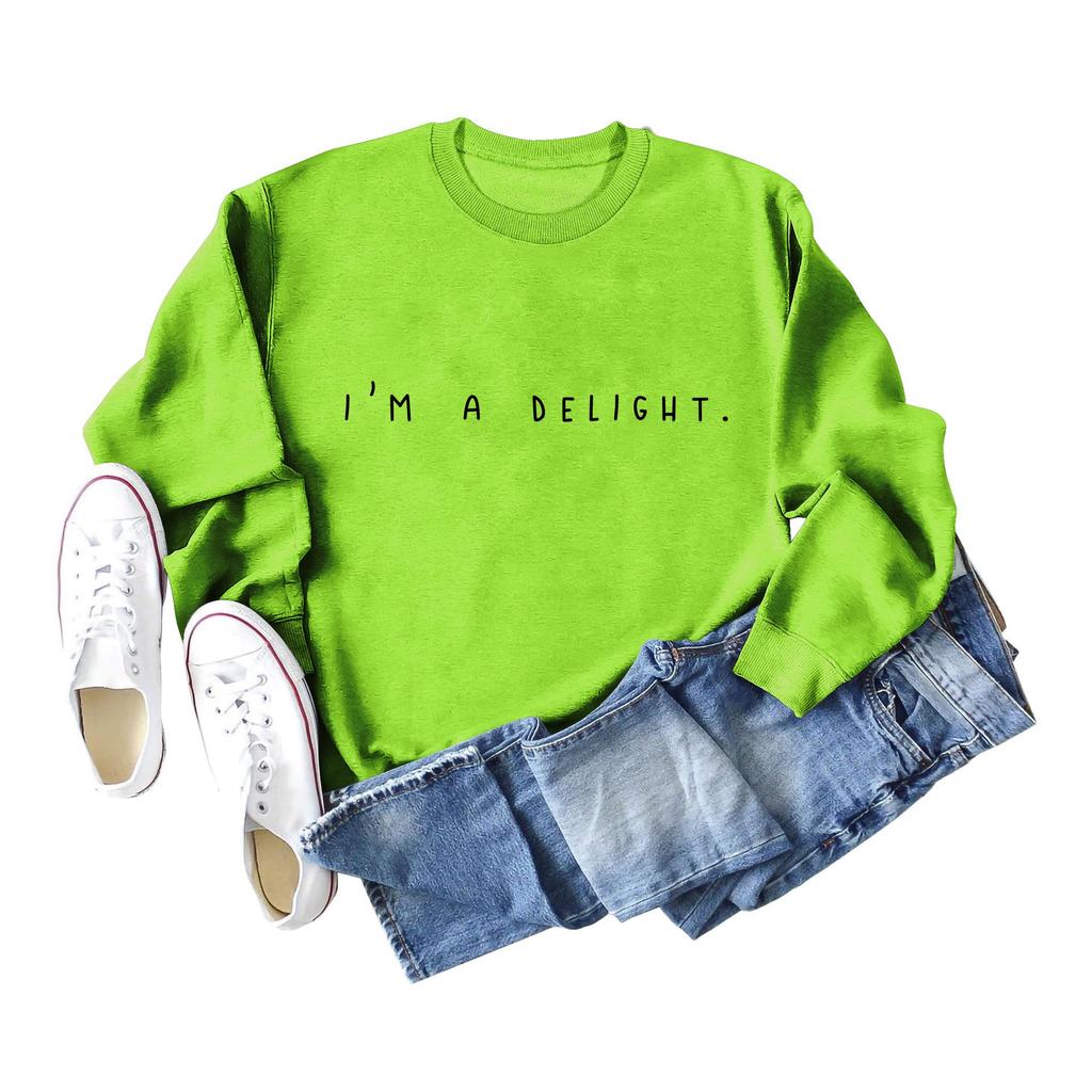 European and American Delight Long Sleeve Round Neck Hoodie 