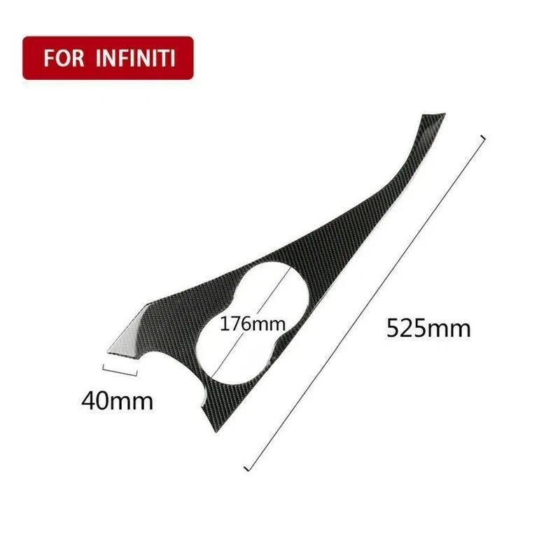 Car Interior Water Cup Holder Panel Trim Cover Decor Sticker Carbon Fiber Look For Infiniti Q50 2014-2019