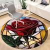 1pc Rose StainedGlass Office Round Area Rug, Under Office Chairs Bedroom Living Room Home Decor, Room Deco