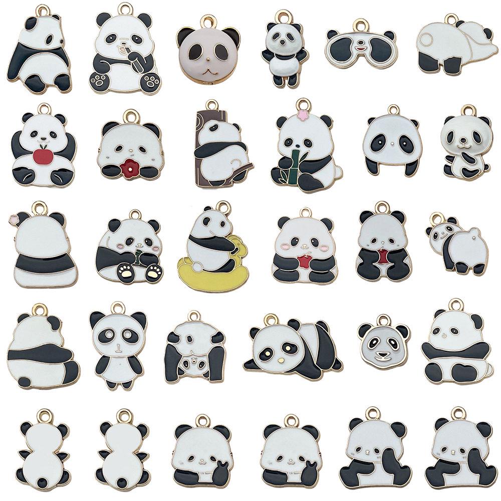 30 Mixed Black & White Enamel Panda Charms for DIY Jewelry