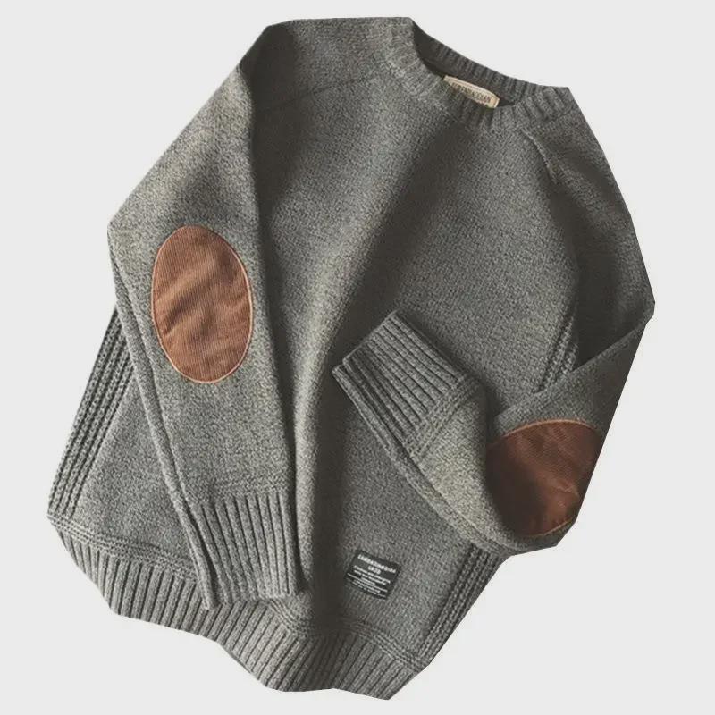 2023 Men's Trendy Thickened Korean-Style Sweater: Handsome, Versatile Knit Patch Design