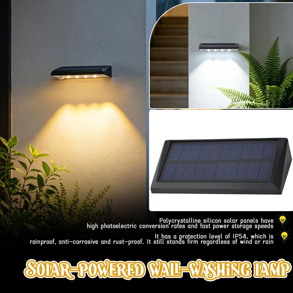 Solar Outdoor Light 2pc Solar Panel Rechargeable Waterproof LED Garden Wall Light for Pathway Fence Yard Decoration