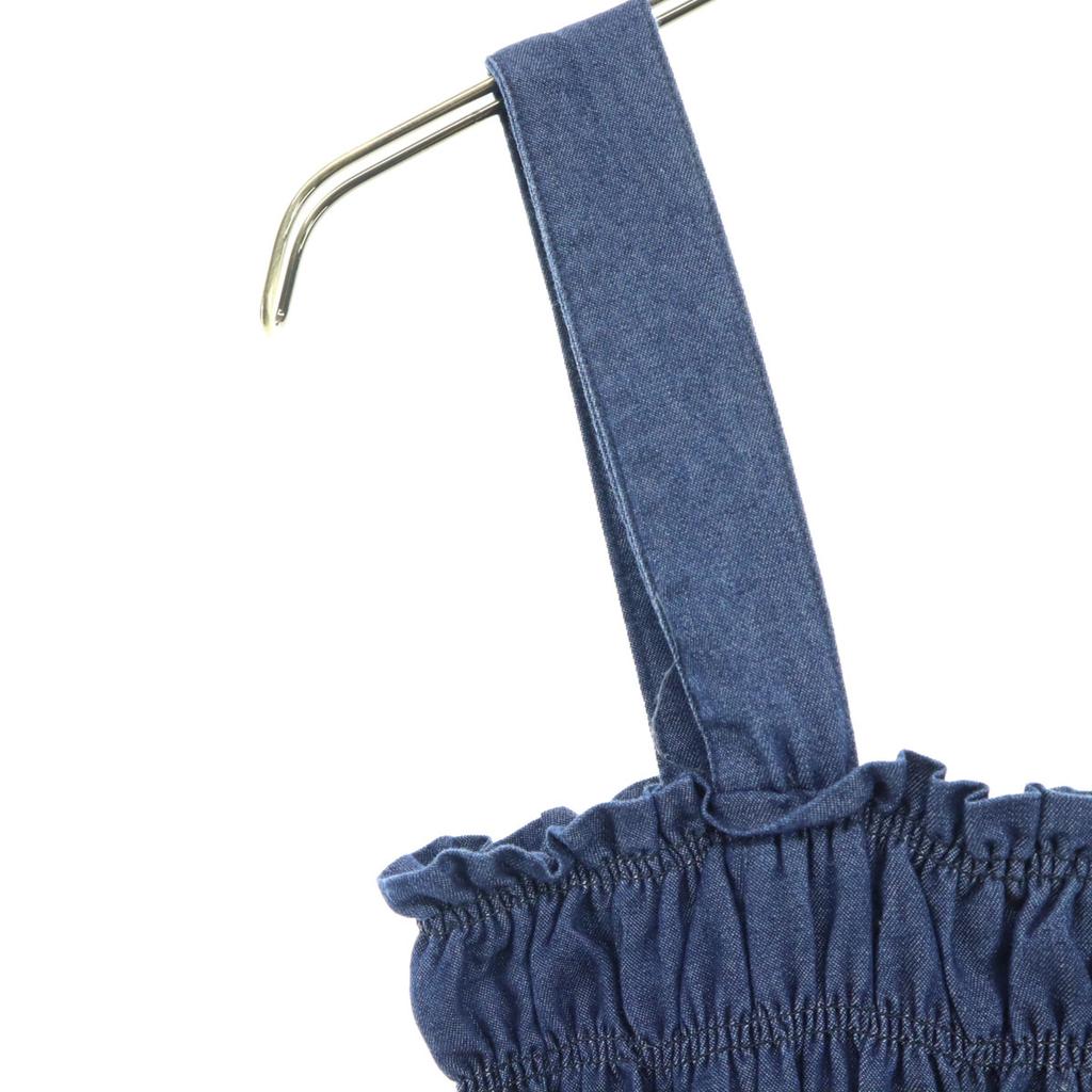 Produits de beauté GRAIL Robe longue à volants froncés sans manches Denim bleu F Femme Occasion