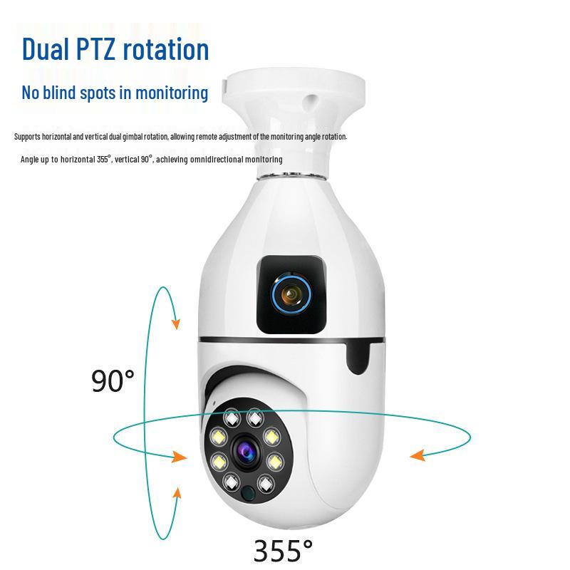 WiFi Dual-Lens HD 2MP Day/Night Full Color 360° Panoramic Home Surveillance Camera.