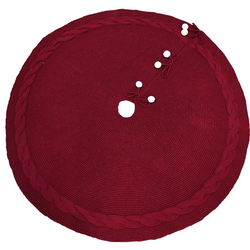 Red Knit Wool Christmas Tree Skirt - Festive Ornament Decoration