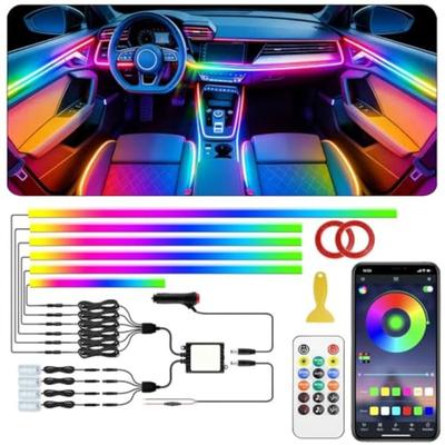 Interior Car LED Strip LightsAcrylic LED Lights for Car with Dynamic Dreamcolor Chasing 175 Inch 10 In 1 RGB Neon Strip Fiber O