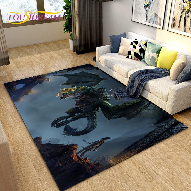 Alfombra grande para gamers de The Elder Scrolls, ideal para sala de estar, dormitorio, sofá, decoración, antideslizante para niños.