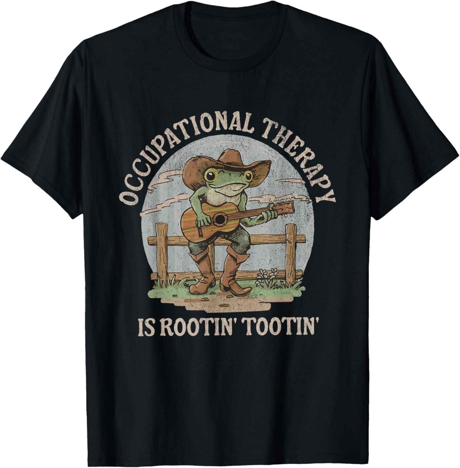 Occupational Therapy Is Rooting Tooting Western Frog unisex T-Shirt Mens Womens Tees Top XL