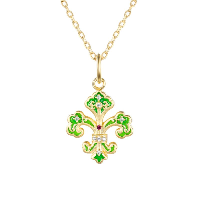 New Chinese iris pendant, high-end clavicle chain, niche light luxury zircon necklace for women