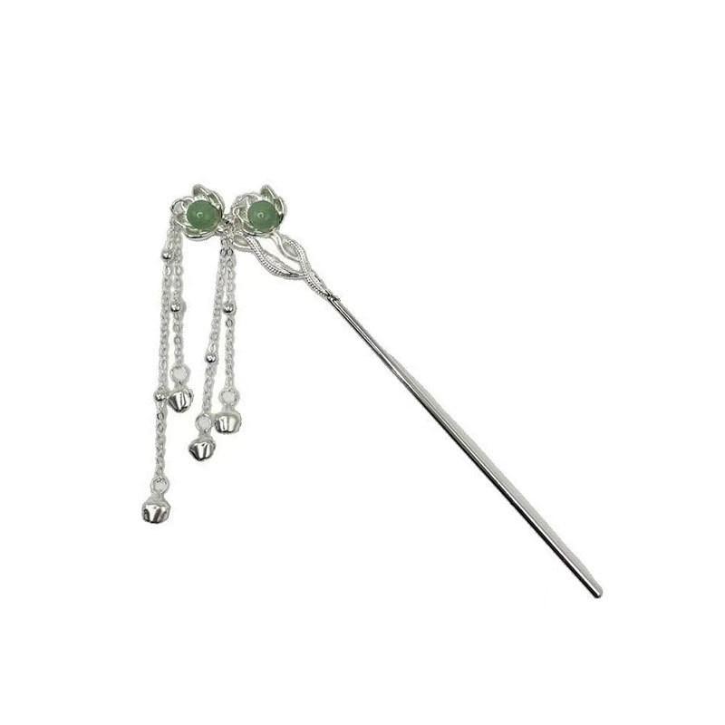 New Chinese Flower Bell Hairpin, Fringed Step Shake, National Style Hanfu Horse Dress, Hairpin, Ancient Style Disc Hair, Hairpin Headdress