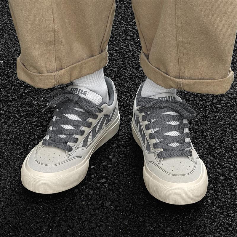 

Модные мужские туфли на платформе Мужские кеды для скейтбординга Модные кроссовки для скейтборда Нескользящая уличная одежда Повседневная спортивная теннисная платформа Роскошная обувь 39 серый