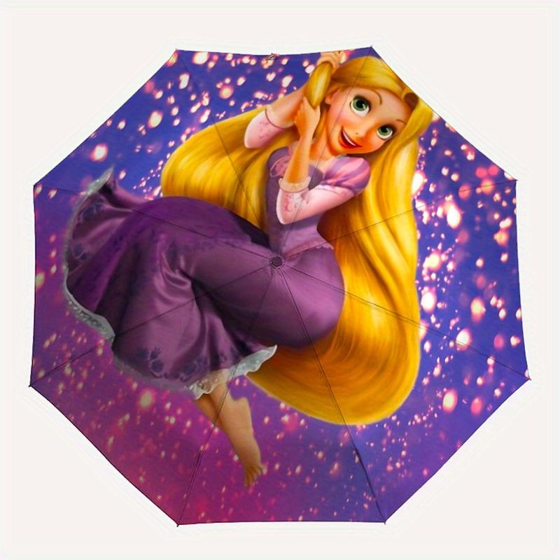 

1pc Princess Rapunzel Automatic Folding Umbrella: Compact 8-rib Design Cartoon Travel Companion for Outdoor, Casual Accessory