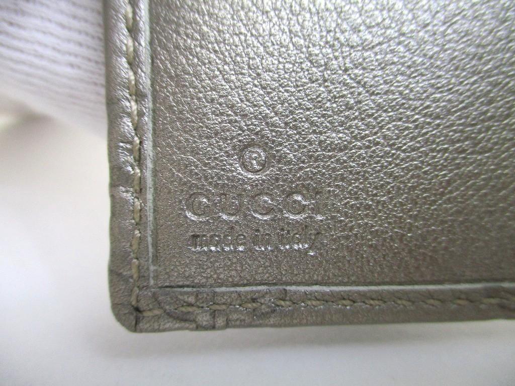 Authentic GUCCI GG Metal Guccissima Gray Signature Leather Bifold Wallet #a879  Refurbished