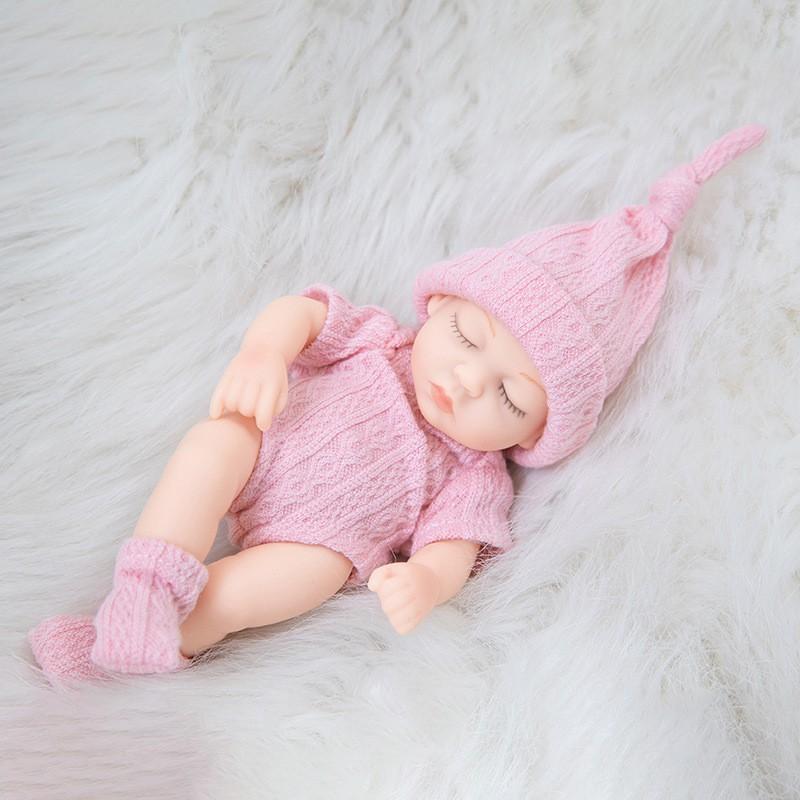 7 Inch Realistic Sleeping Baby Doll Soft Silicone Reborn Toy Infants 0-3 Years Soothing Cuddle Closed Eyes