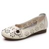 Fashion White Cutout Shallow Flats Woman Designer Floral Hollows Summer Flat Shoes for Women  Casual Leather Loafers