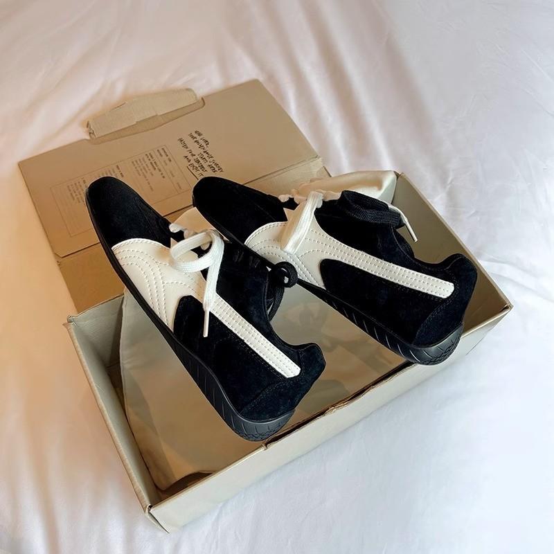 

Кроссовки женские ретро-немецкие DONG JI весна 2025 года, новые кожаные кроссовки на платформе для спорта и отдыха, гоночные кроссовки Forrest Gump 40 чёрный