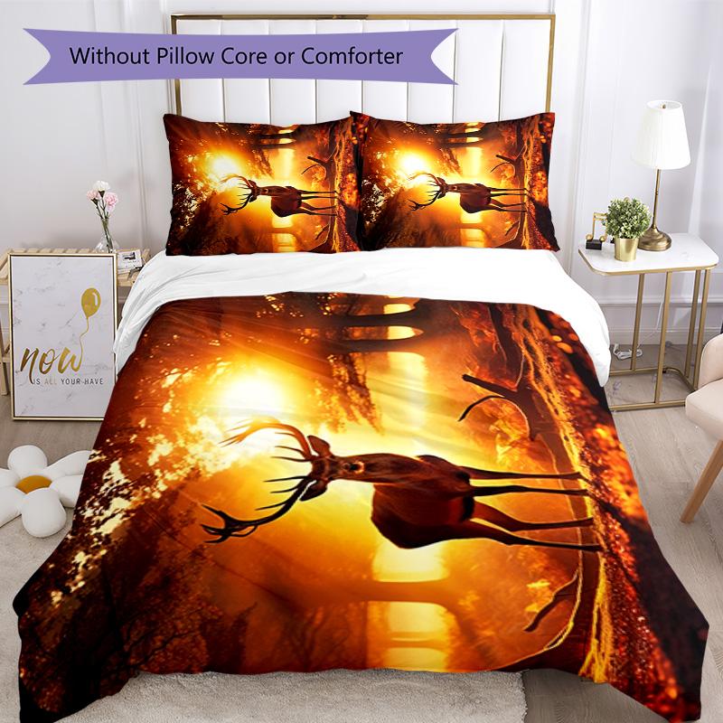 Deer Bedding Set Breathable Duvet Cover with Pillowcases Decorative Bed Linen for Bedroom Home Decoration Birthday Gift