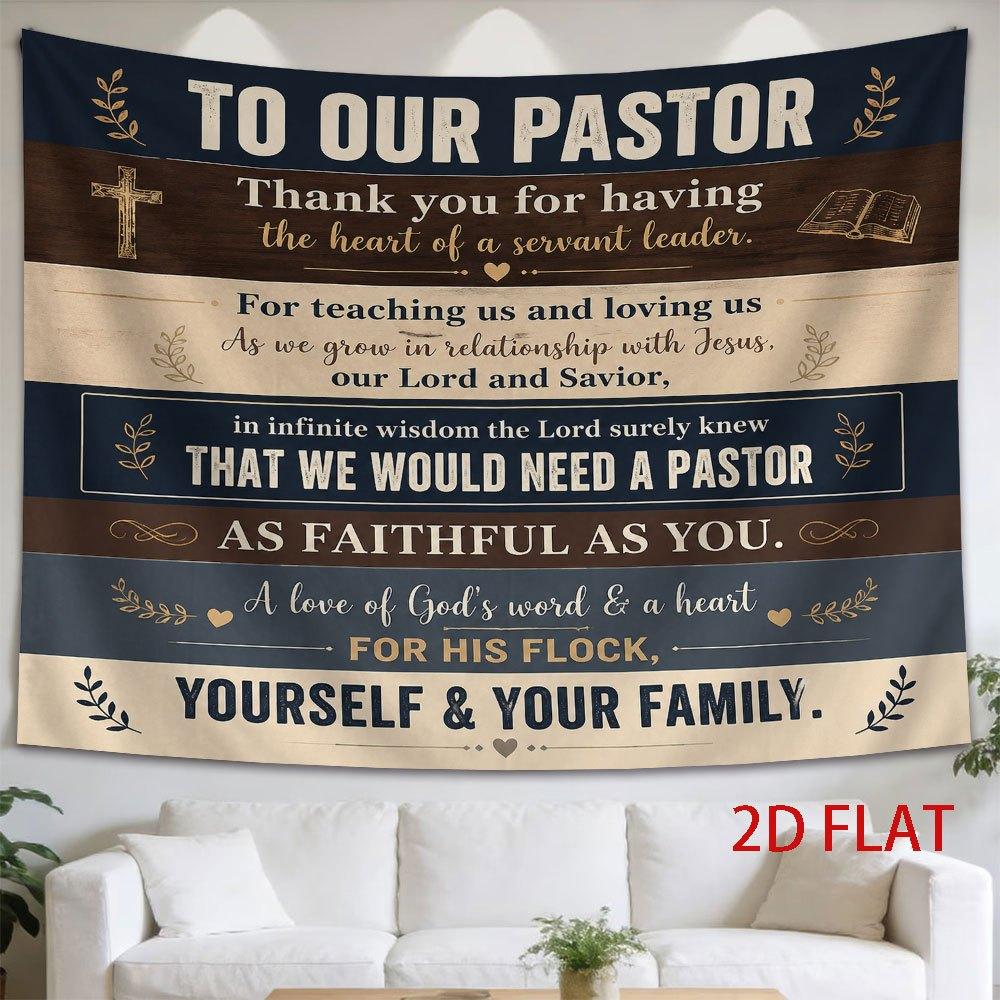 2D Flat, 1pc 2D Flat Tapestry Thank You Pastor for Your Servant Heart, Guiding Us Closer to Jesus with Wisdom and Faithfulness for Your Flock and Fami