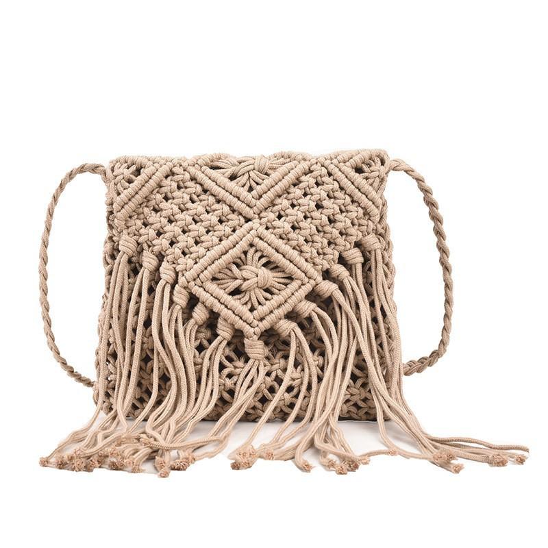 

Ins Super Fire Straw Woven Bag Women s Ethnic Style Tassel Foreign Beach Niche Cross-slung