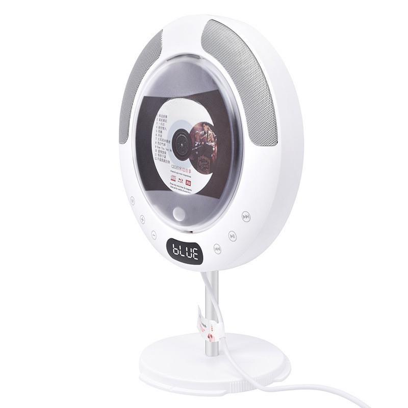 10W Wall Mounted Bluetooth CD Player Equipped with Dust Cover and Dual Horn Speaker Household CD Album Radio 185*185*33mm