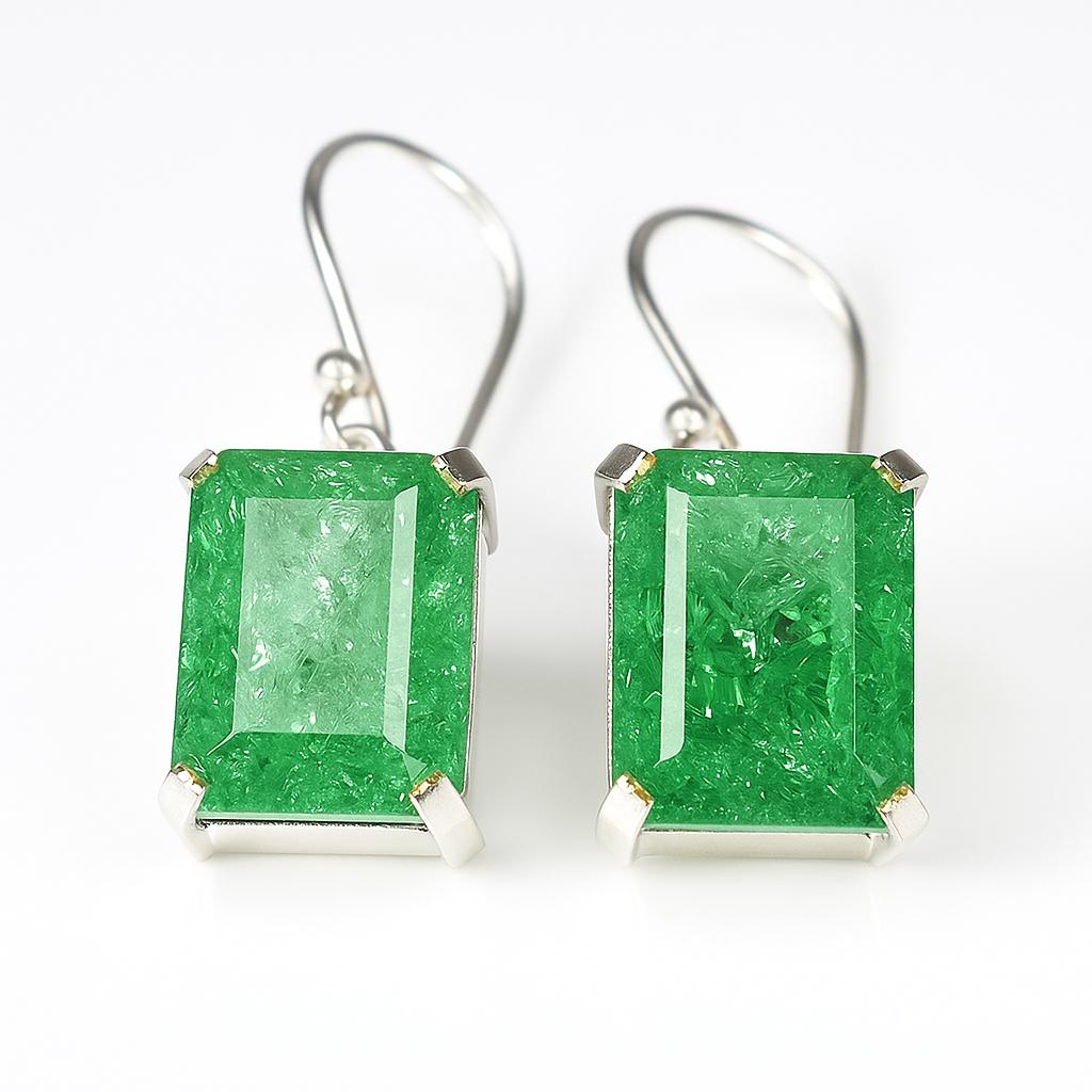 Natural Green Emerald Earrings 58 ct Emerald Cut 925 Sterling Silver Gemstone Jewelry Gift