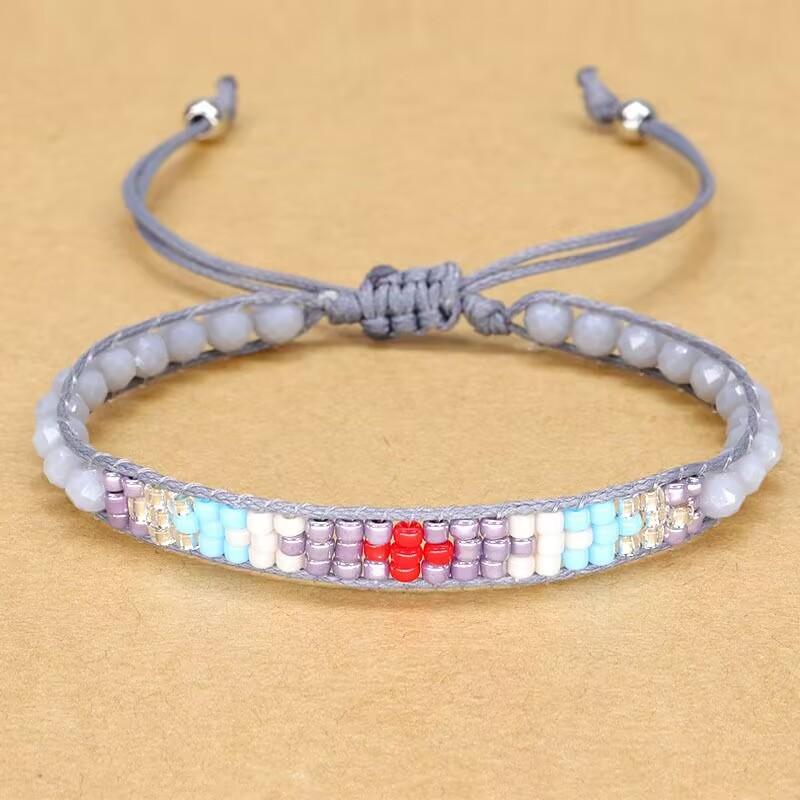 Handmade Woven Bracelets Boho Multicolored faceted Glass Beads Woven Bracelet Women Men Boho Handmade Chic Jewelry